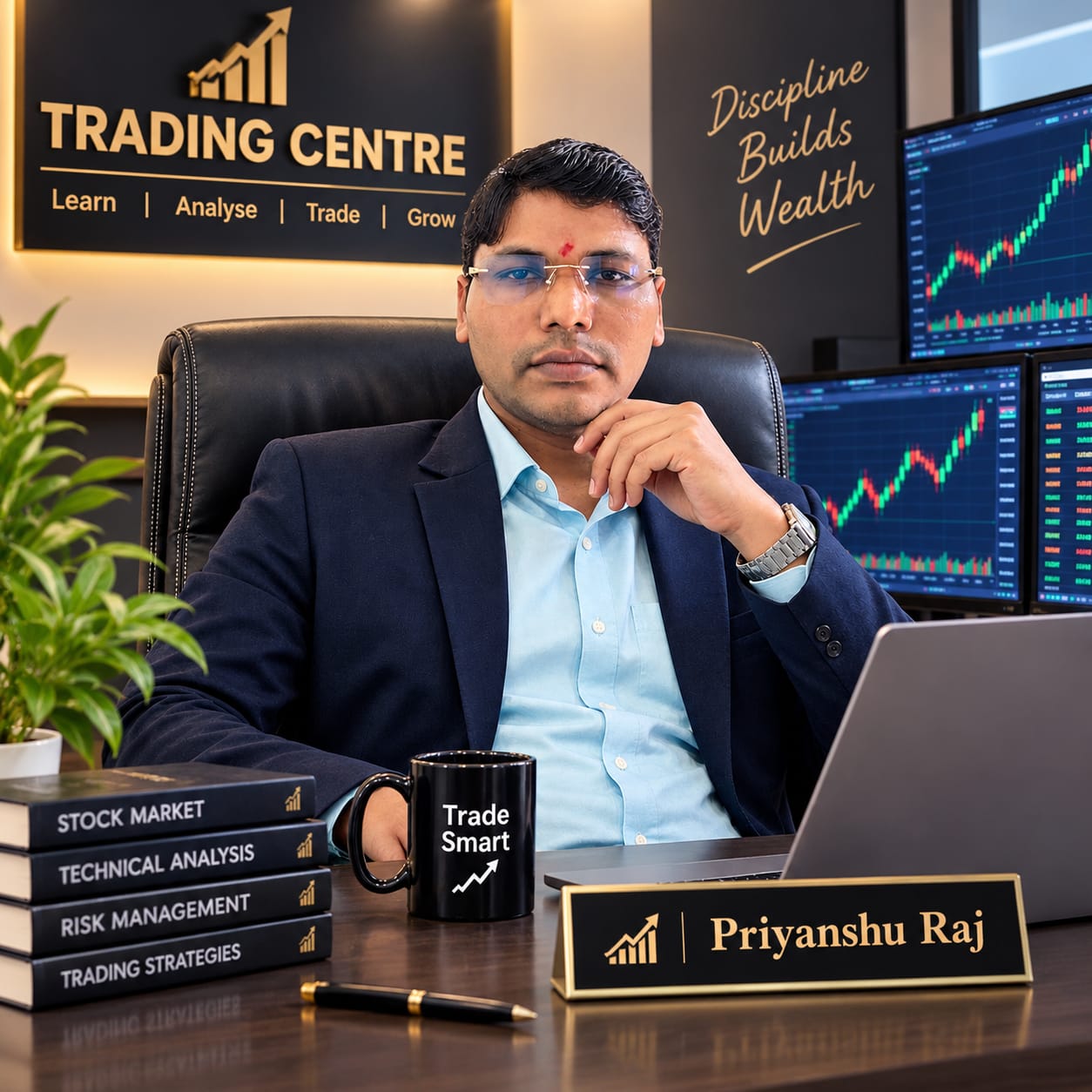 Founder and mentor of Shyam Raj Trading Center in the trading studio